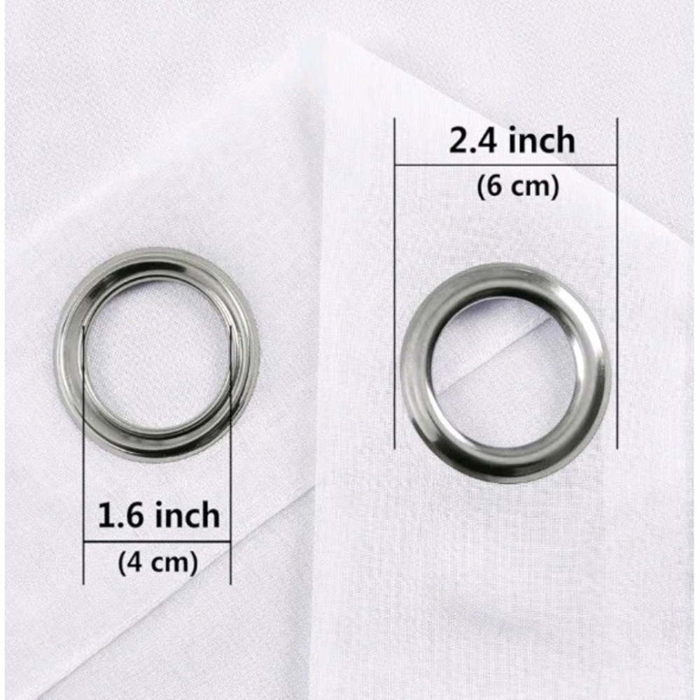 Semi Sheer Curtain Drapes, Set of 2 Panels, 55x90 Inch, With Chrome Grommets - Picture 4 of 4